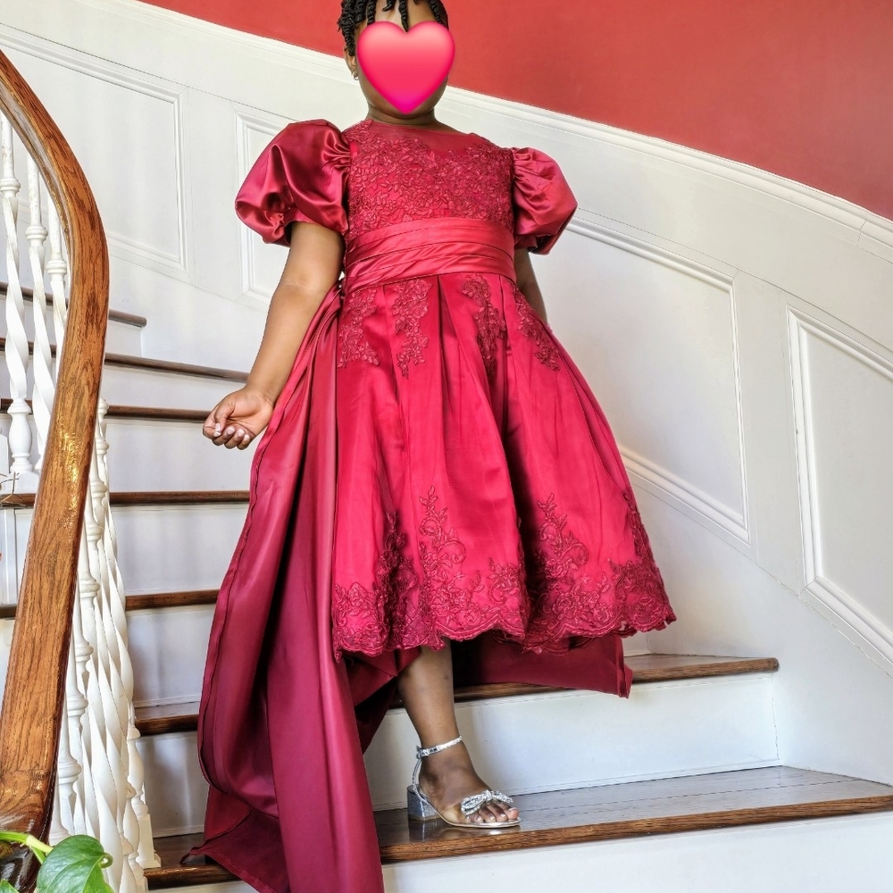 JJs House Burgundy Kids Formal Dress